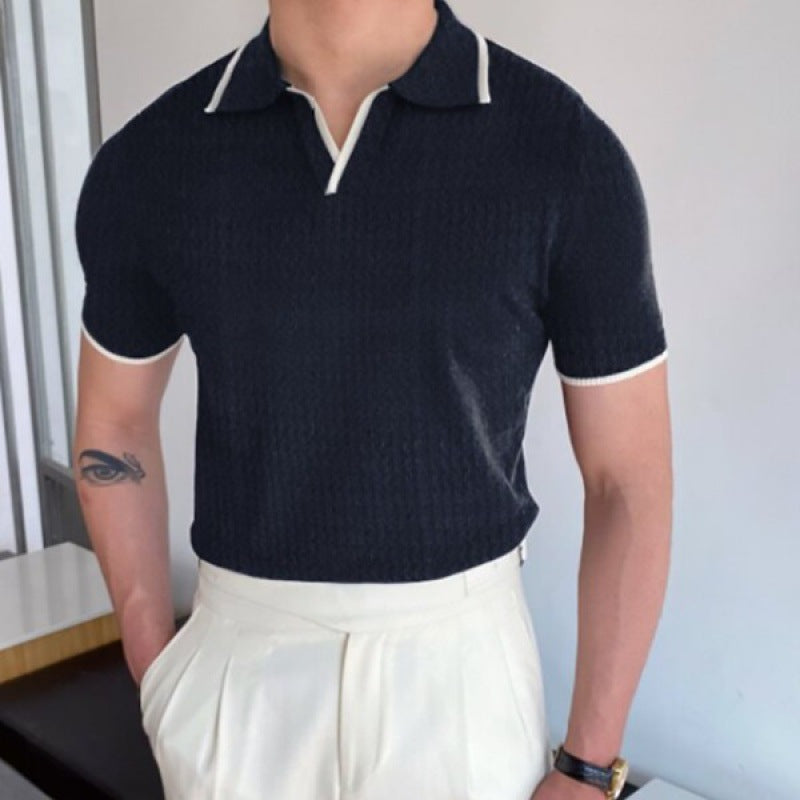 OLD MONEY V Collar Polo Shirt