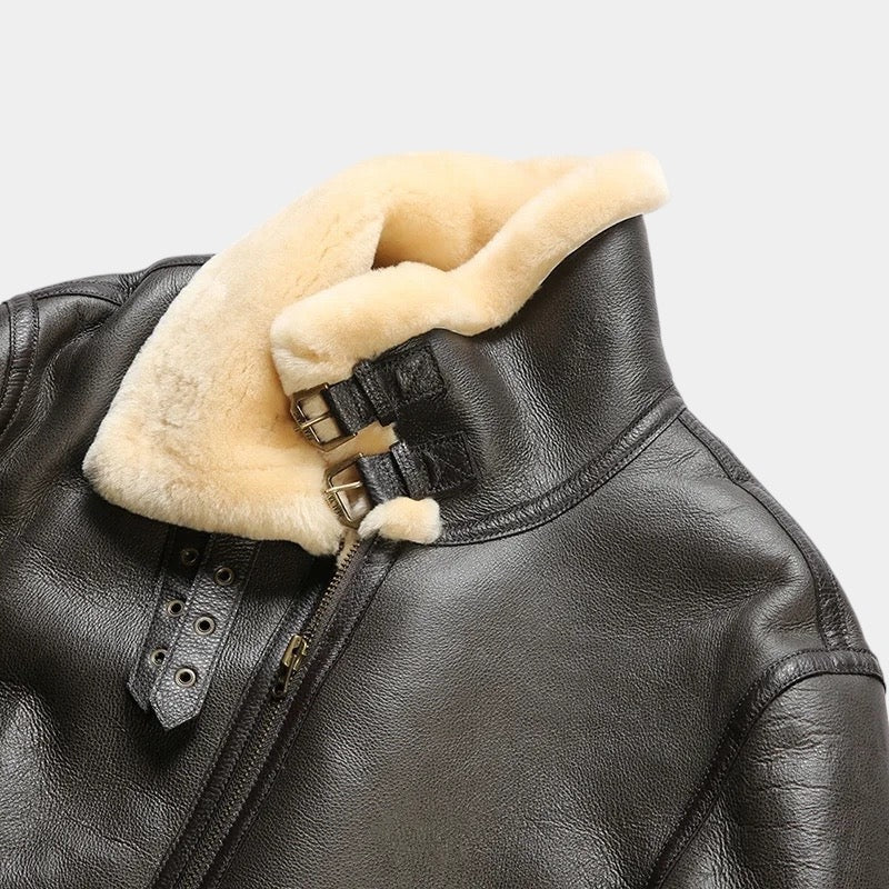 OLD MONEY Leather Aviator Coat