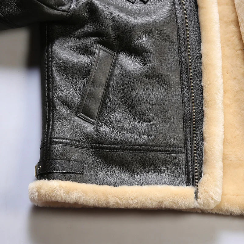 OLD MONEY Leather Aviator Coat