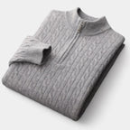 OLD MONEY Merino Wool Knitted Quarter-Zip Sweater