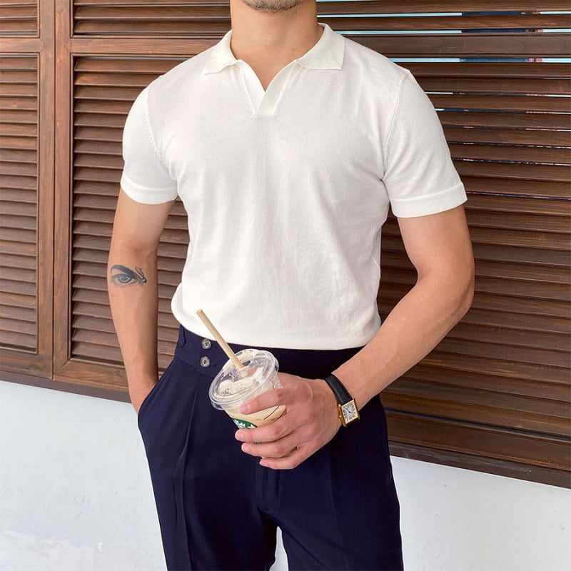 OLD MONEY V Collar Polo Shirt