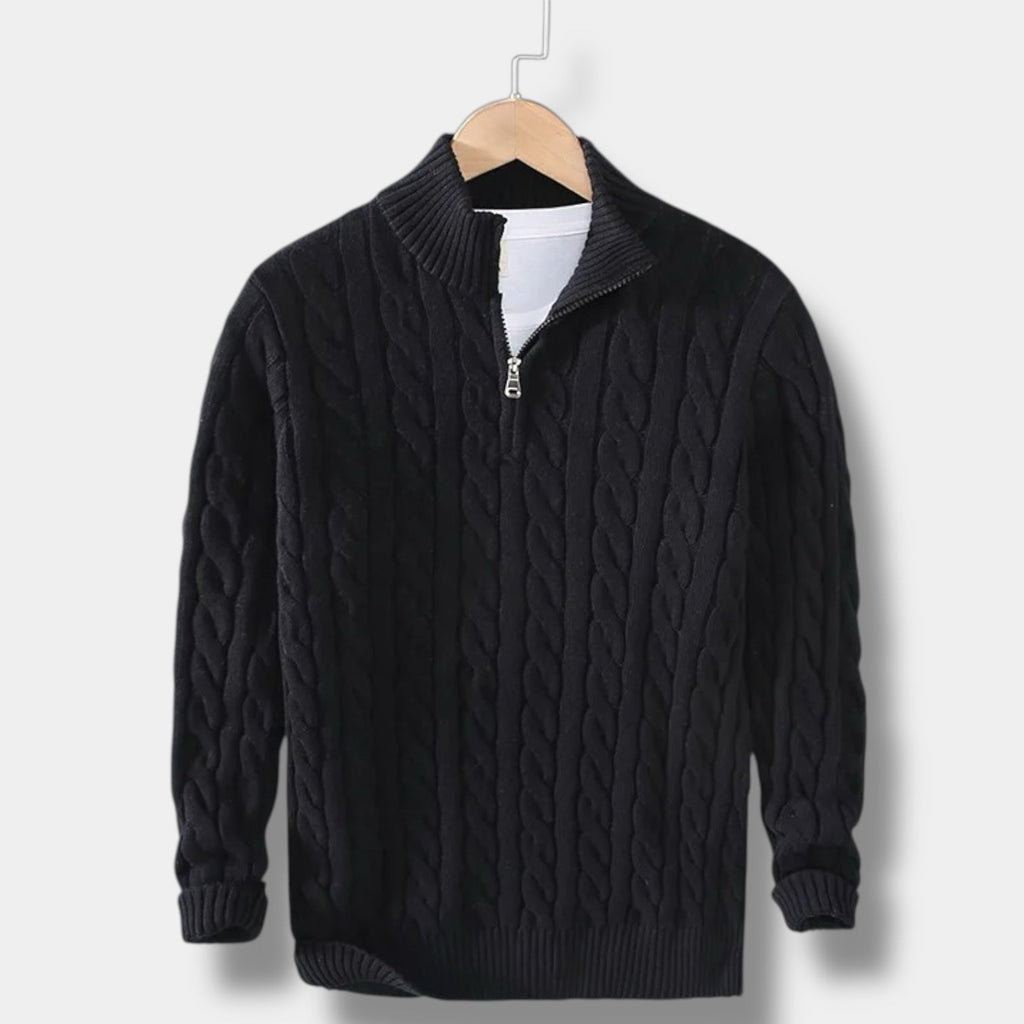 OLD MONEY Jacquard Mock Neck Sweater