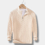 OLD MONEY Jacquard Mock Neck Sweater
