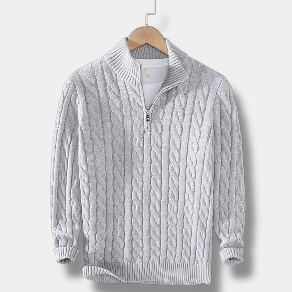 OLD MONEY Jacquard Mock Neck Sweater