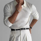 OLD MONEY Long Sleeve V Collar Polo