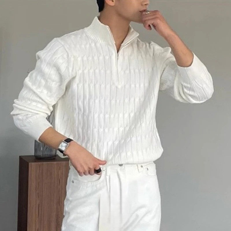 OLD MONEY Zipped Jacquard Sweater